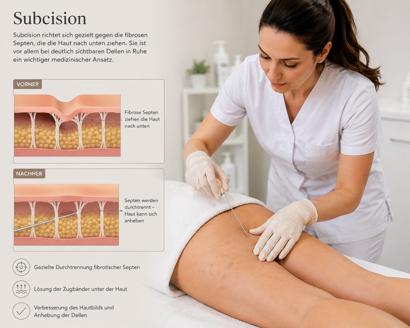 Subcision bei Cellulite und fibrosen Septen