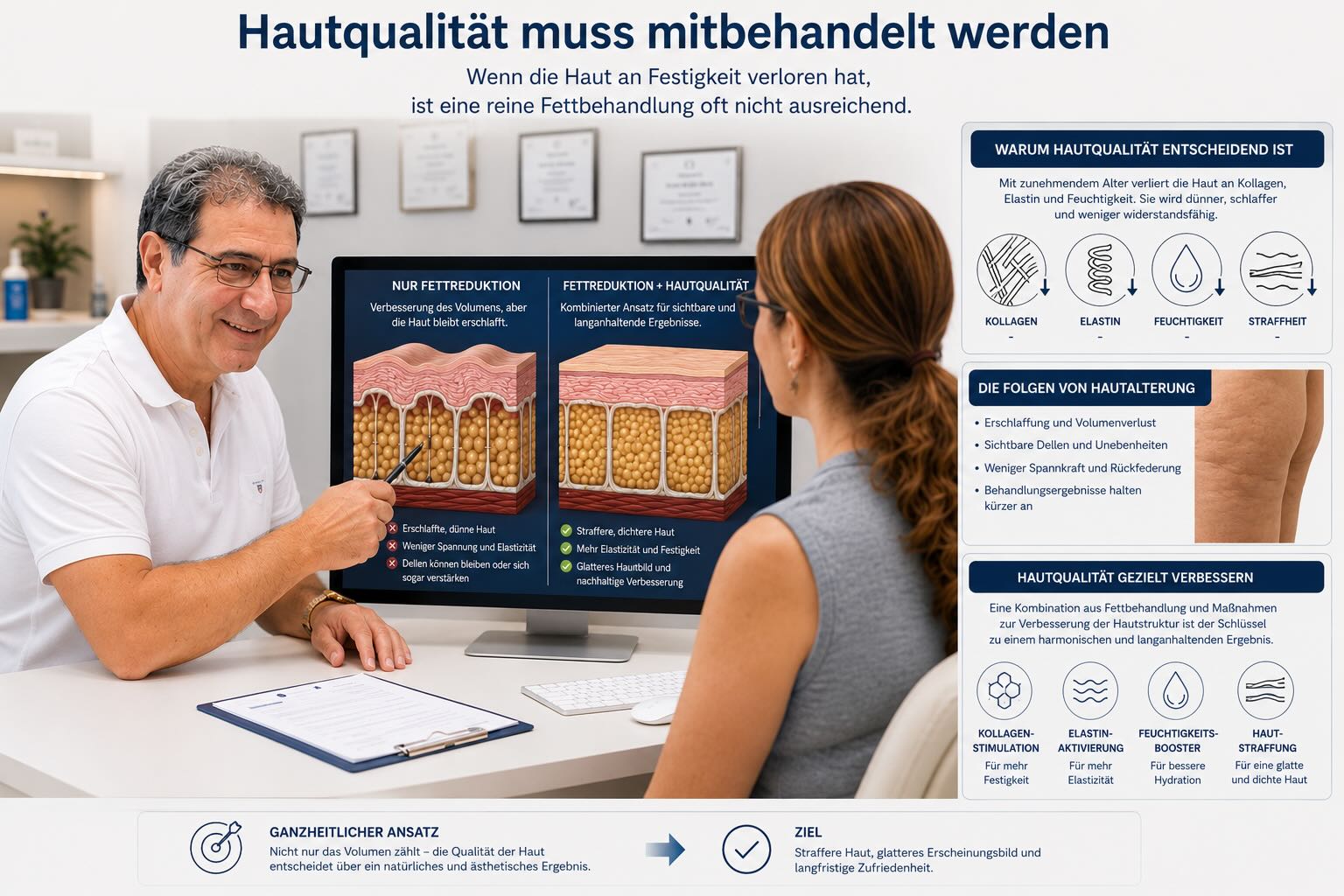 Individuelle Beurteilung der Haut bei Cellulite