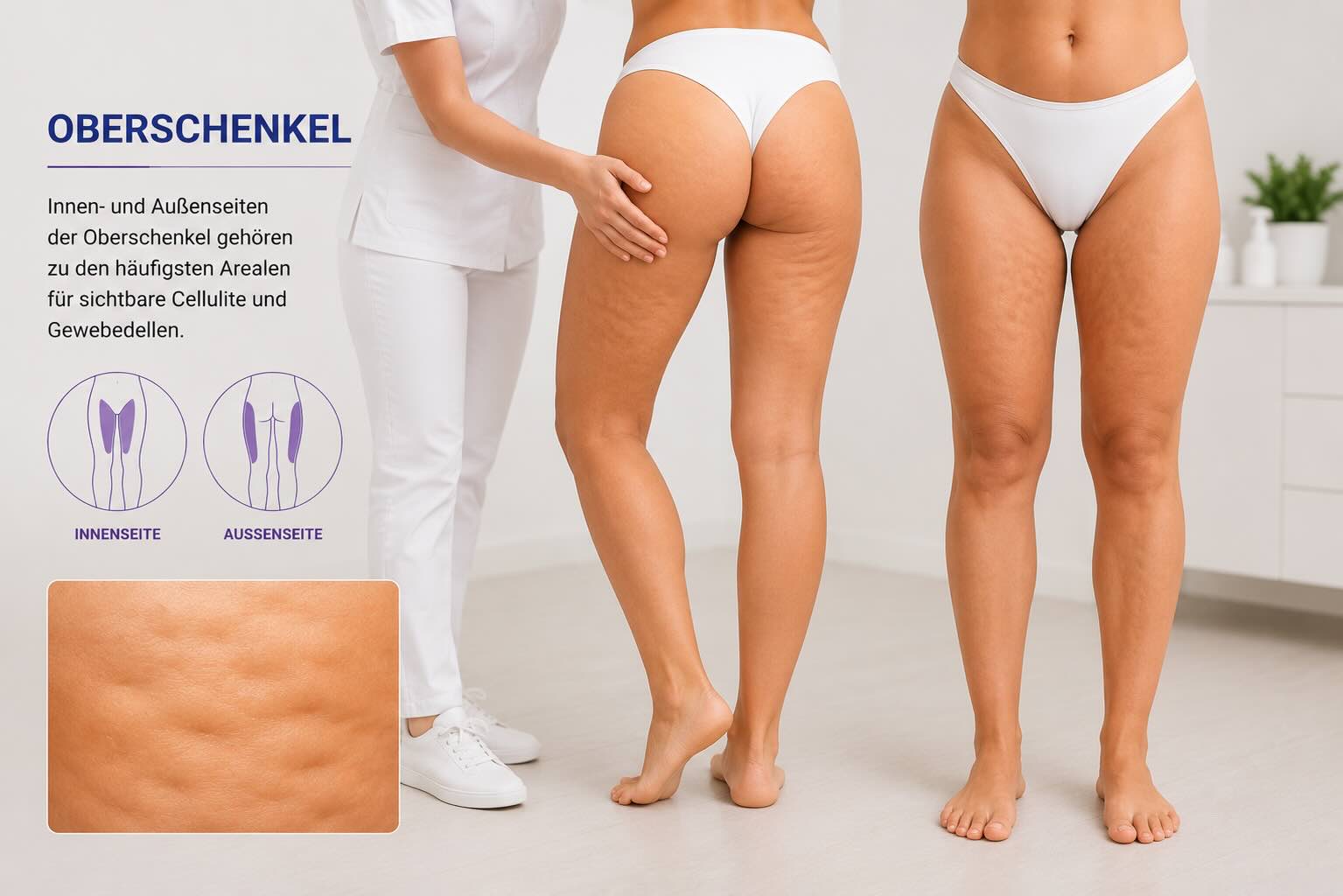 Cellulite an inneren und aeusseren Oberschenkeln