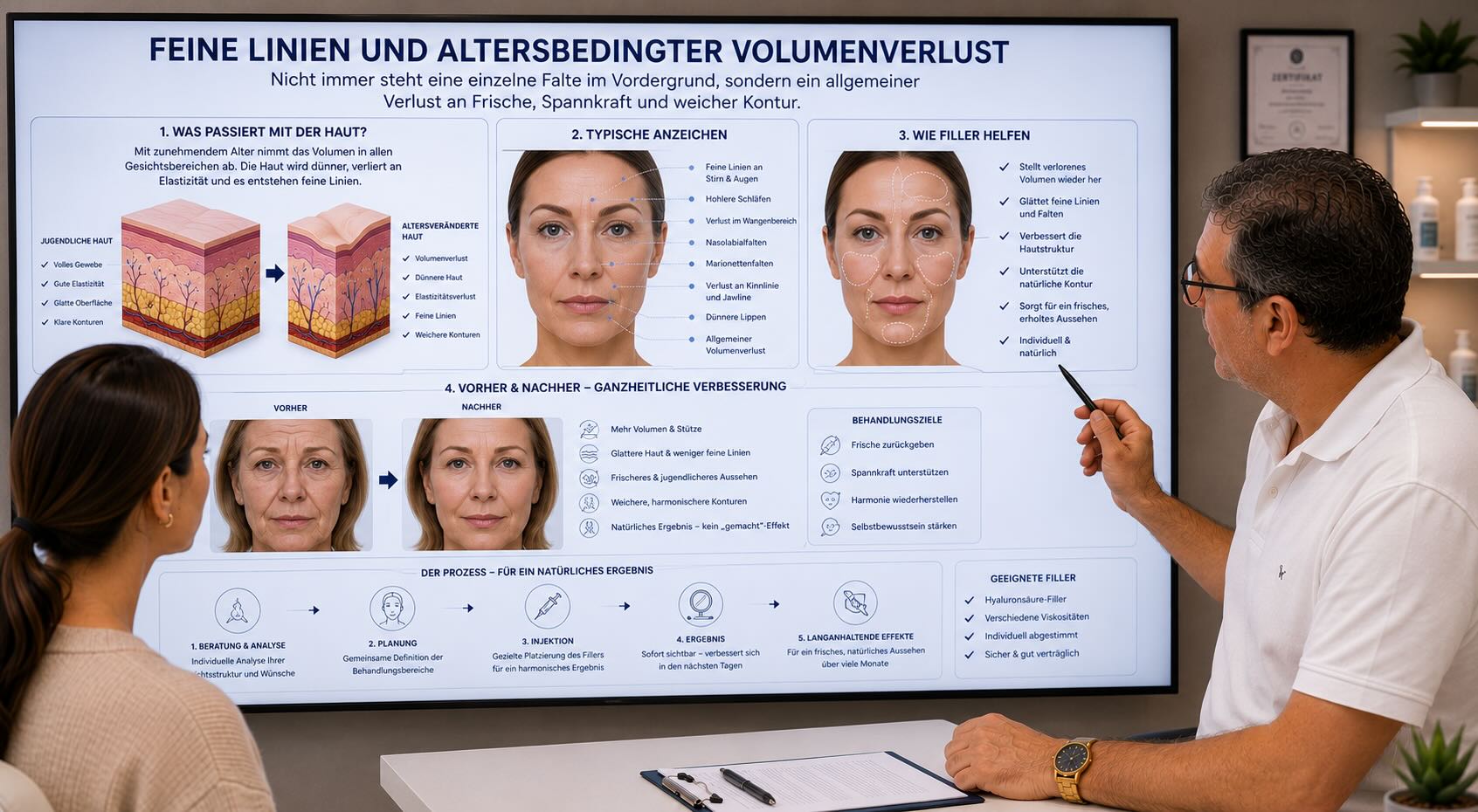 Feine Linien und Konturverbesserungen mit Hyaluronsaeure