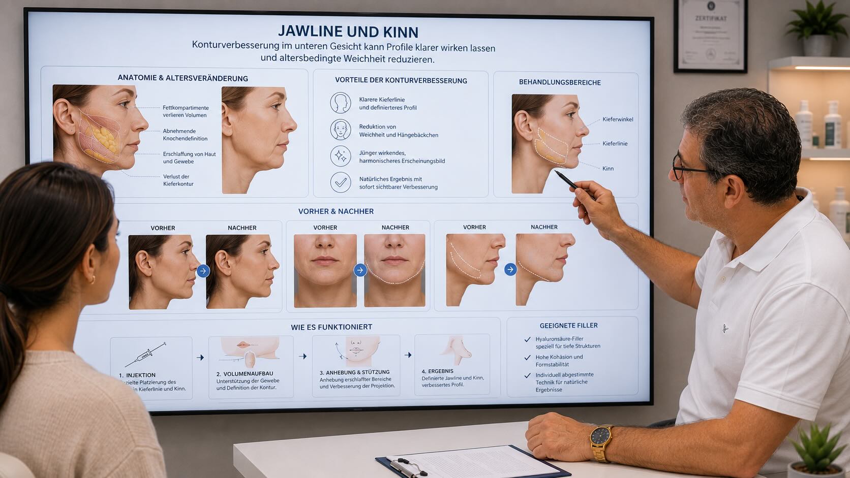 Jawline und Kinnkontur mit Hyaluronsaeure Filler